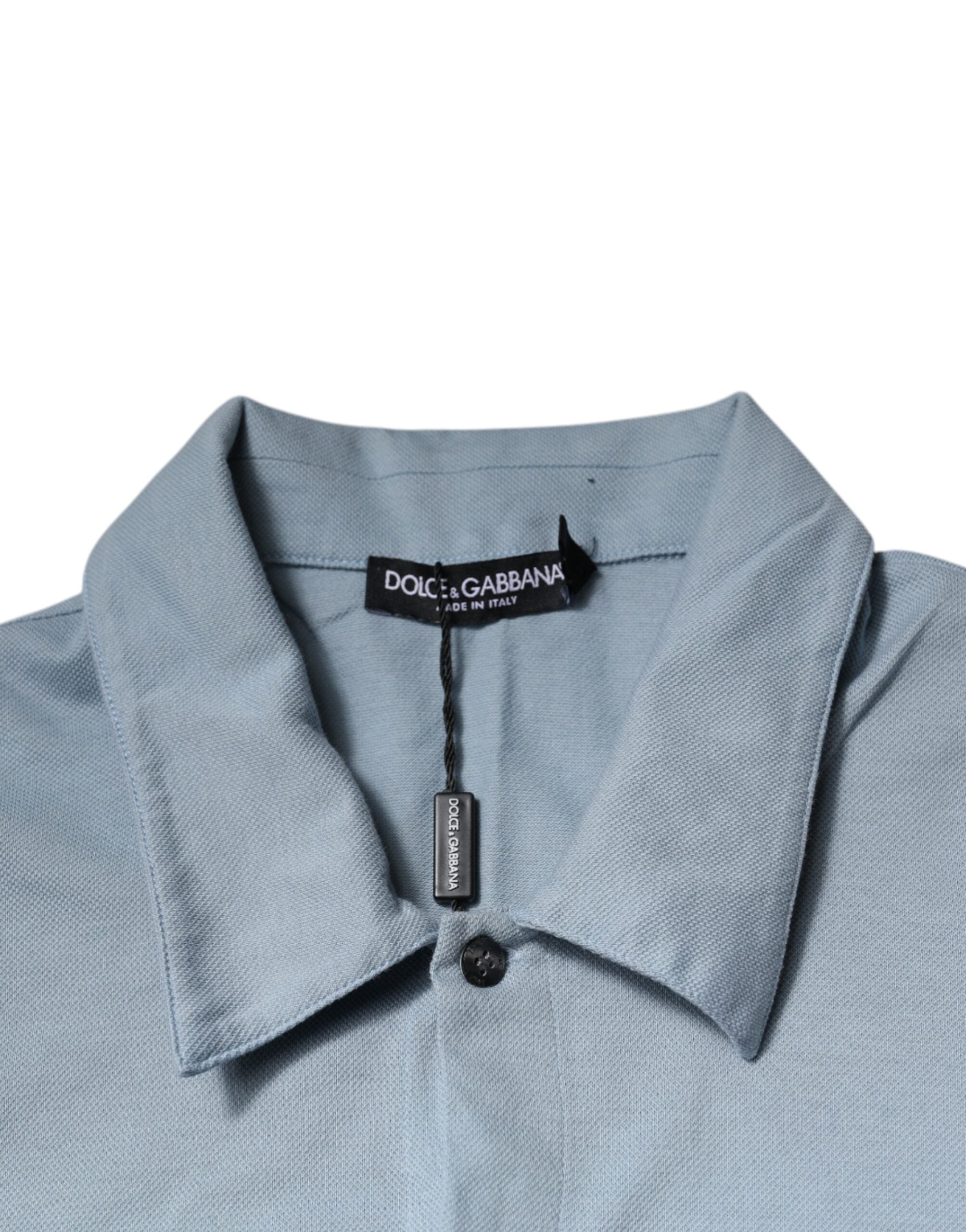 Dolce & Gabbana Blaues Baumwoll-Poloshirt mit Knopfleiste für Männer